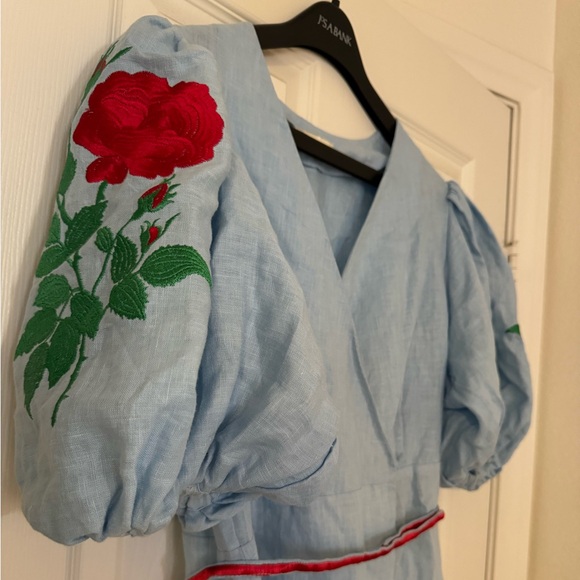 Fanm Mon Kalkan Linen Dress, Light Blue, Size L - Picture 3 of 6